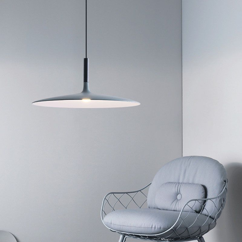 Minimalist Indoor Pendant Light, Metal Flat Shade LED Pendant Lighting
