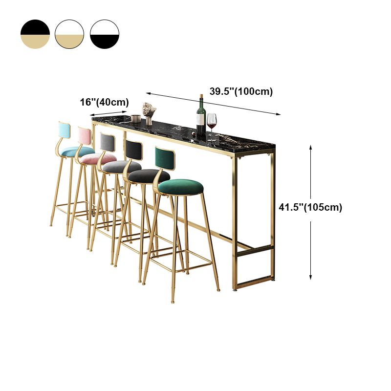 Marble Rectangle Counter Height Dining Table Indoor Footrest Pub Height Dining Table