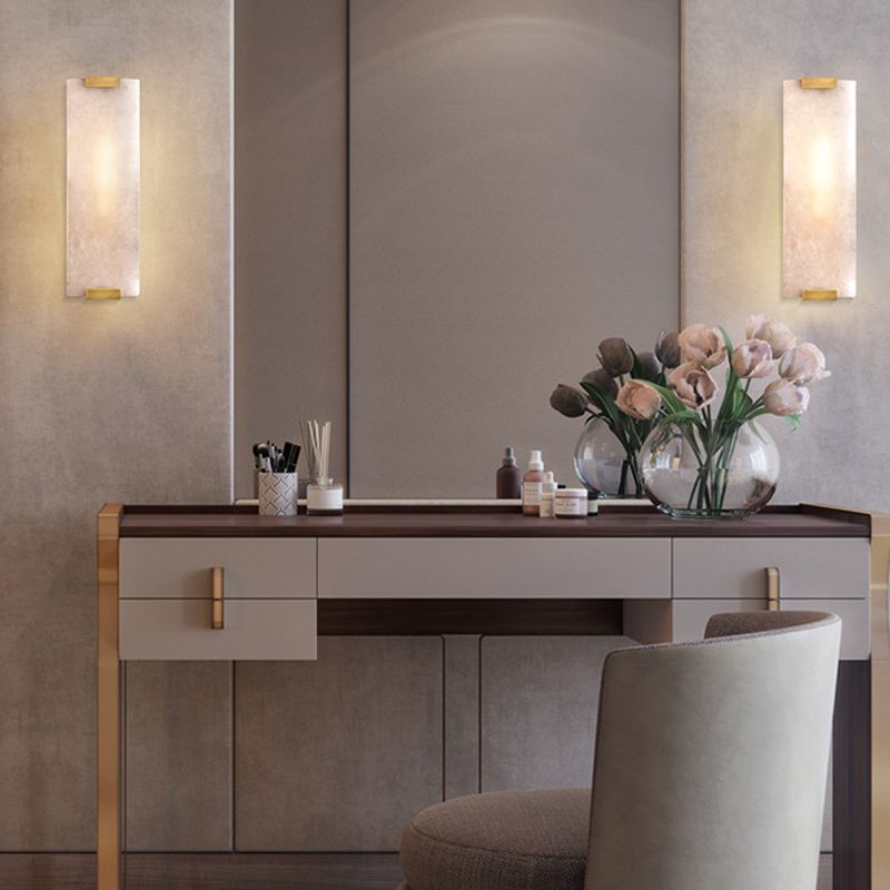 Modern Brass Wall Light Rectangle Shape Wall Sconce Light for Bedroom