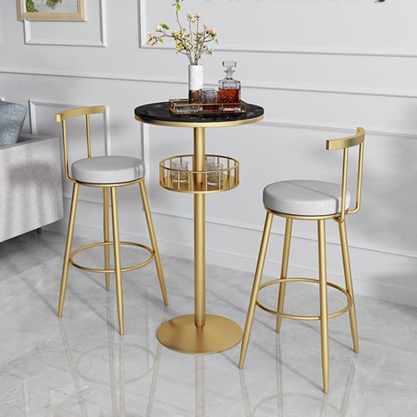 Glam Style Iron Marble Bar Table Indoor Pedestal Bistro Table - 21.6"W x 41.3"H