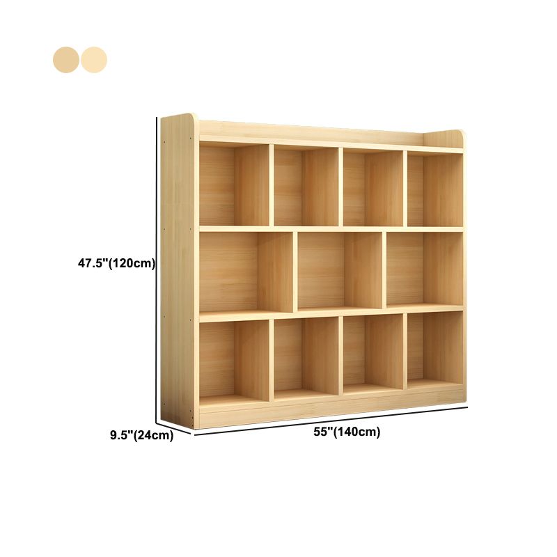 Contemporary Natural Wooden Book Shelf Closed Back Shelf Bookcase for Home