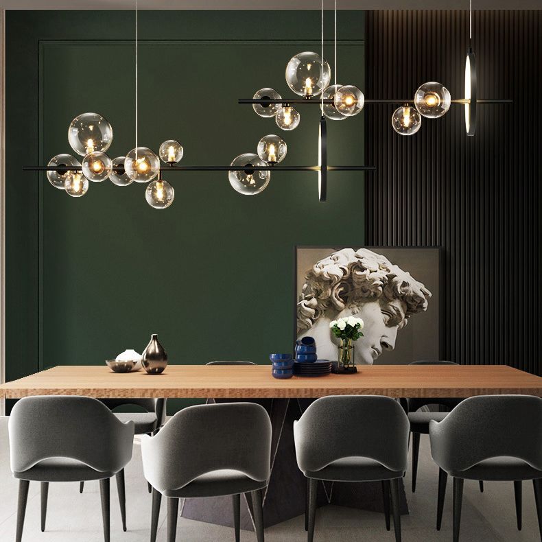 Modern Globe Glass Island Pendant Light Multi Light Metal Simplicity Style Hanging Lamp