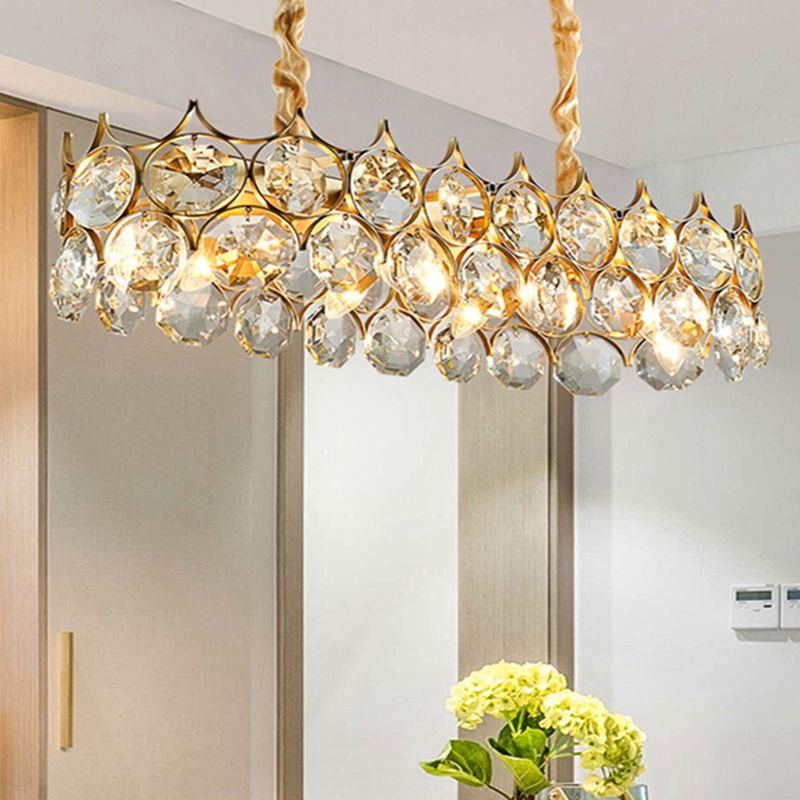 Beveled Cut Crystal Bead Hanging Lamp Postmodern Style Chandelier Pendant Light for Living Room