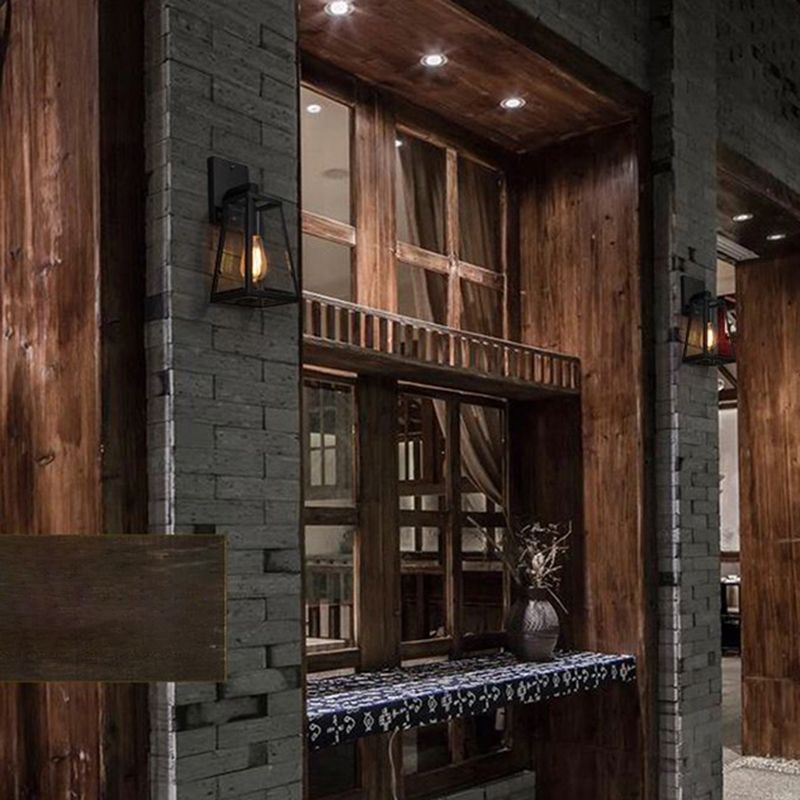 1 Light Geometric Wall Mounted Light Fixture Industrial Glass Wall Lighting Ideas Lights in Black