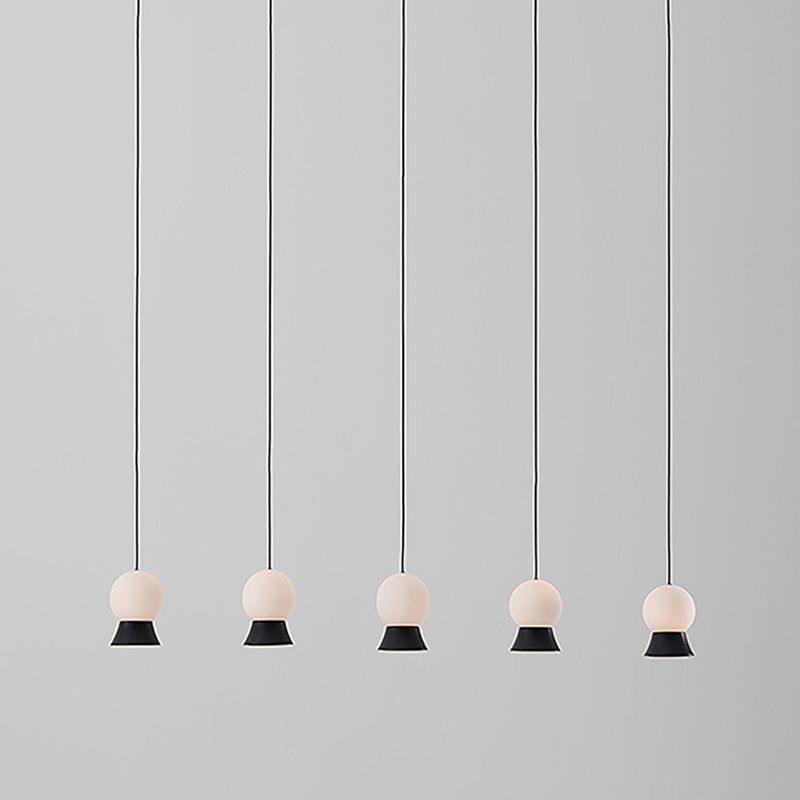 Mini Ball LED Coste Simplicidad White Glass 1 Bulbo Cena colgando Luz en negro