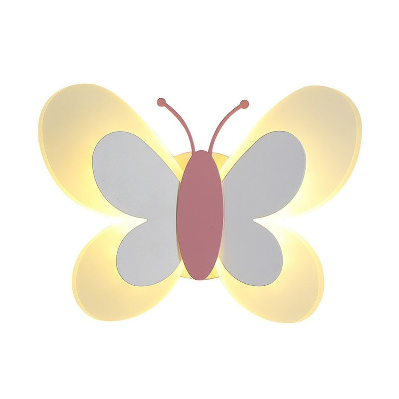Decorative Butterfly Sconce Light Acrylic Childrens Bedroom LED Wall Mounted Lamp