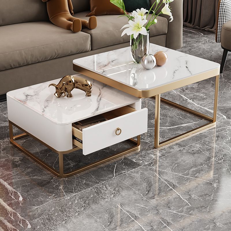 Frame Frame Coffee Table Glam Square Cocktail Table with Drawer