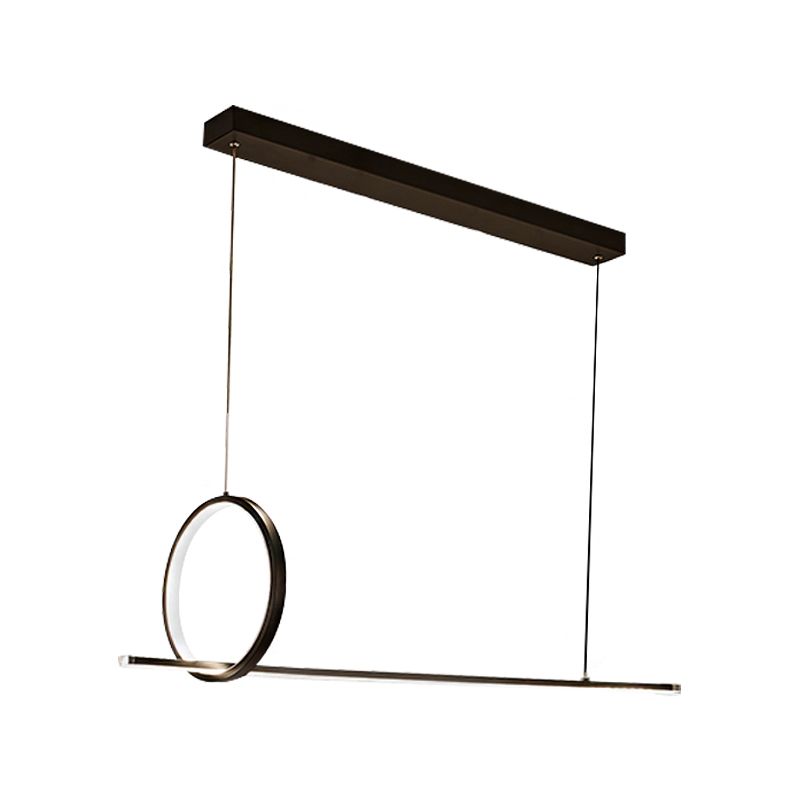 Linear and Ring Ceiling Chandelier Simple Acrylic 1/2 Light Black Hanging Light in Warm/White Light