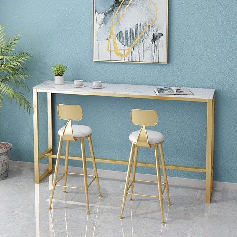 Glam Style Gold 41.3"H Bar Table Marble White Rectangle Top Bistro Table for Living Room