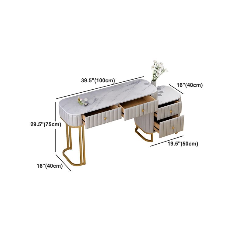 Glam 4 Drawer Makeup Vanity Set Slate Top Vanity Dressing Table