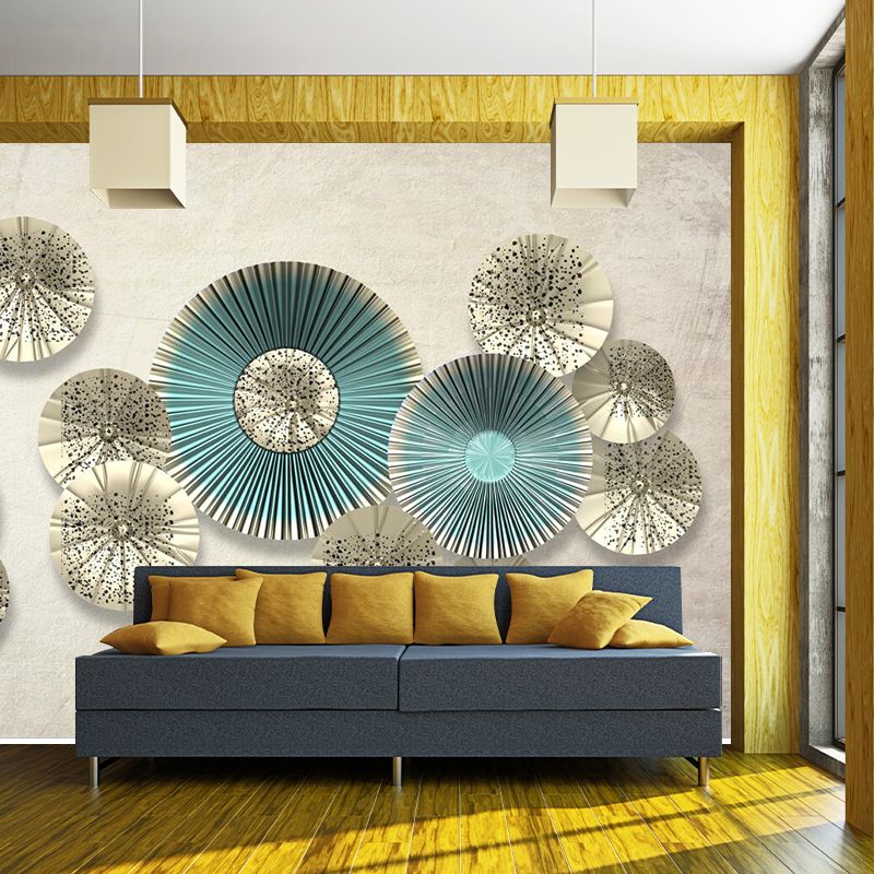 Lotus Leaf Inspired Wall Mural Brown Modern Style Wall Decoration for Living Room