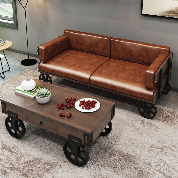 Modern Abstract Wooden Coffee Table Rectangular Top Shape Cocktail Table