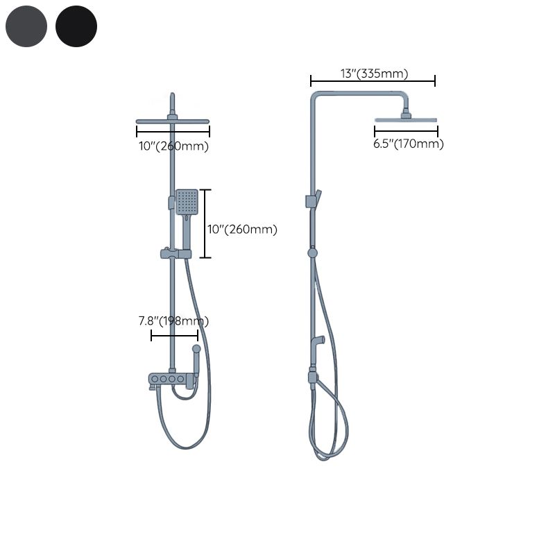 Modern Style Shower System Copper Spot Resist Rectangle Wall Mounted Shower System
