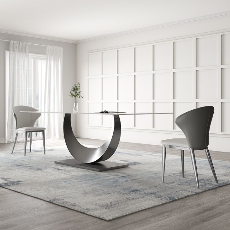 Tavolo da pranzo in pietra sinterizzato moderno tavolo da pranzo rettangolare con base di metallo