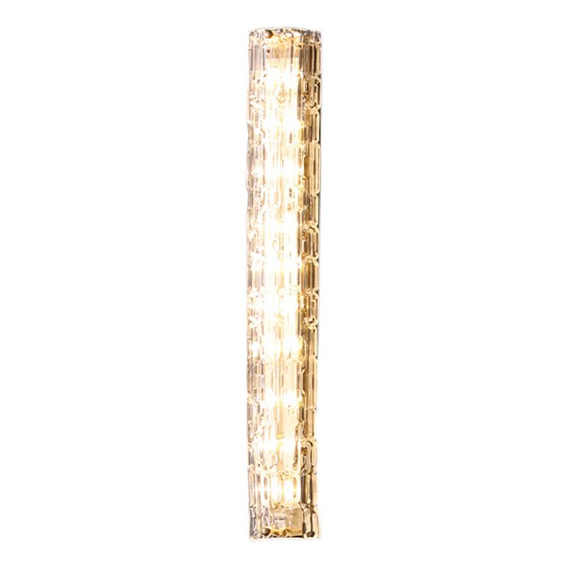 Brass Cylindrical Flush Mount Wall Sconce Postmodern LED Crystal Wall Light for Hallway