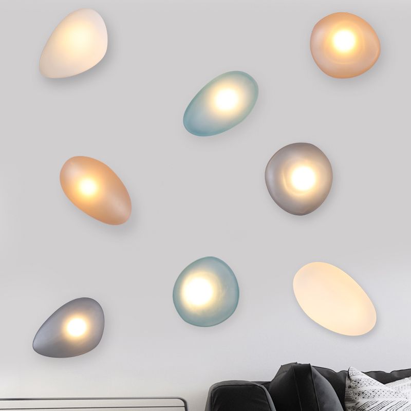 Nordic Style LED Wall Light Cobblestone Shape Wall Lamp with Glass Shade for Living