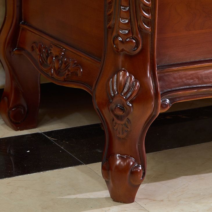 Brown Traditional Style TV Stand Oak Wood TV Cabinet with 2 Drawers