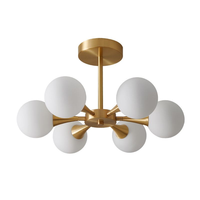 4/6-Light Golden Modern Flush Mount Lighting Glass Ceiling Light for Bedroom