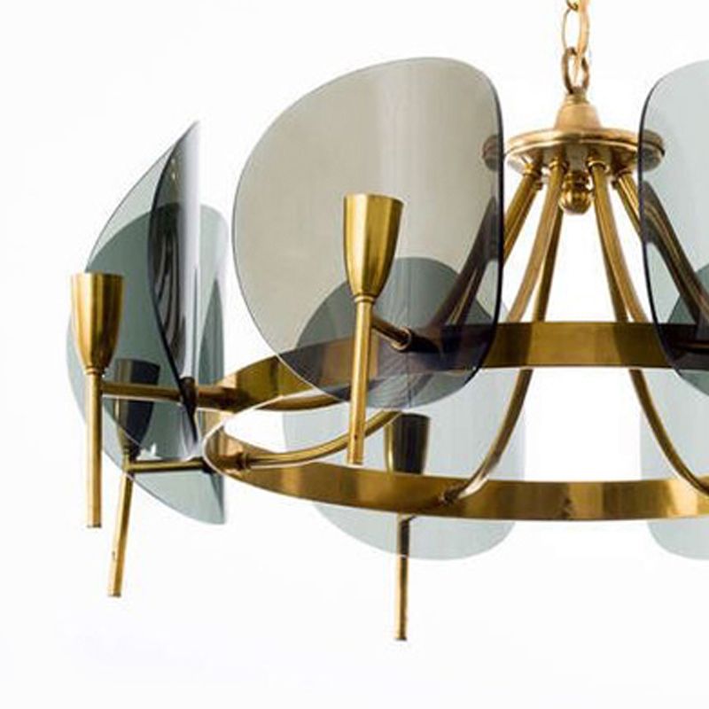 Modern Style Chandelier Light Fixture Round Shape Glass Hanging Light for Living Room