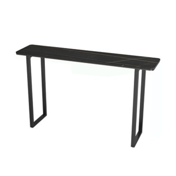 Industrial Indoor Rectangle Counter Wine Table Stone and Metal Bar/Dinette Table