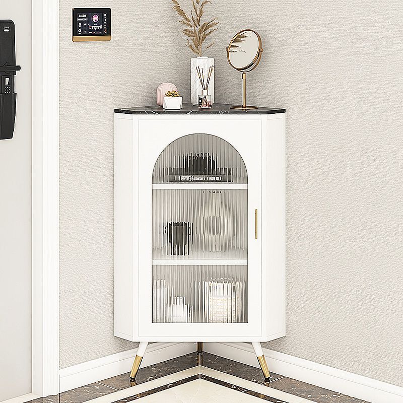 Modern Iron Stone Buffet Sideboard 40"H Dining Room Buffet Server with Glass Door