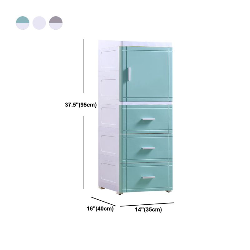 37.4" H Nightstand Plastic Night Table  with 1 Door and 2/3-Drawer