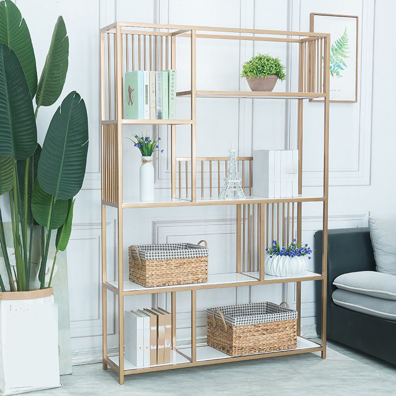 70.9" H Glam Metal Bookshelf Gold Etagere Shelf Bookcase for Study Room