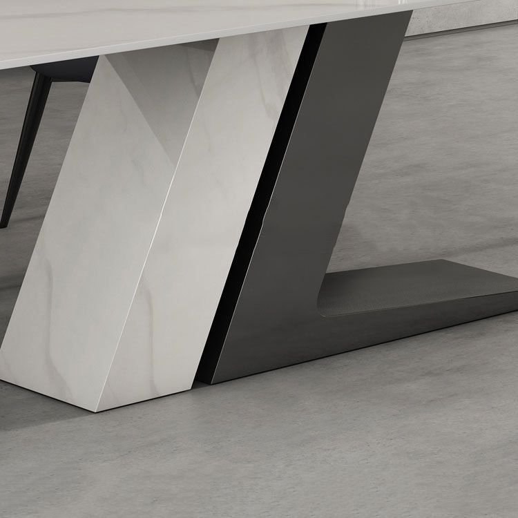 Designer Style 1/2/5/7 Pieces Sintered Stone Dining Set Rectangle White Table with Chairs