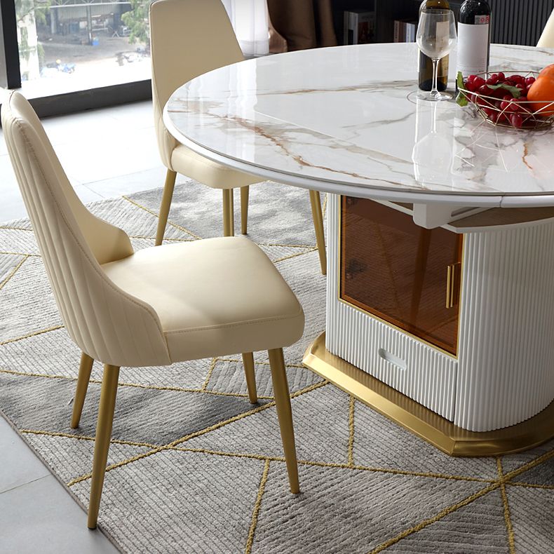 Mesa de comedor de pedestal redondo mesa de comedor de lujo tradicional con Draswer