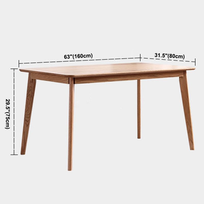 Table à manger rectangulaire contemporain table en bois massif en chêne avec 4 jambes pour le dîner de cuisine à la maison