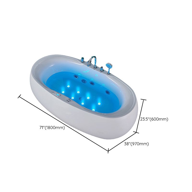 Freestanding Bath Acrylic Soaking White Heater Included Bathtub