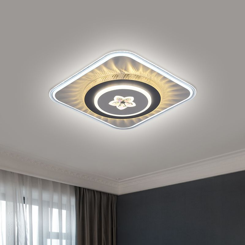 Plafonnier LED carré nordique en acrylique pour salon, design rond/coeur, gris