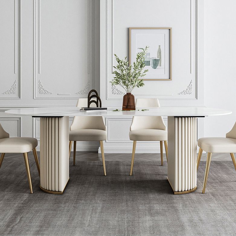 Glam Style Oval Sintered Stone Dining Set 1/4/5/7 Pieces Dining Set for Dining Areas