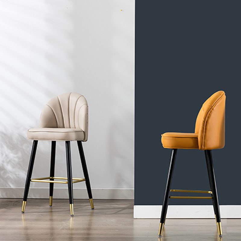 Modern Armless Backrest Counter Stool Iron Bar Stool with Cushion for Kitchen