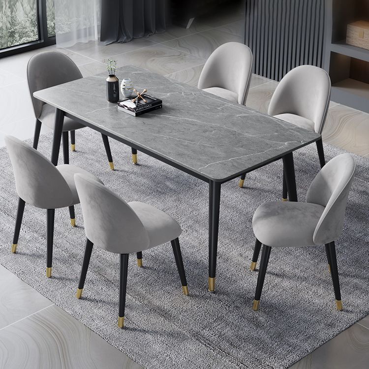 Contemporary Fixed Dining¬†Room¬†Table¬†Set with Metal 4 Legs Base Dining Table Furniture