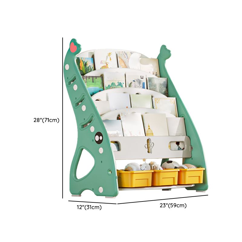 Modern Plastic Shelf Freestanding Book Display in Green/Blue/Pink/Yellow