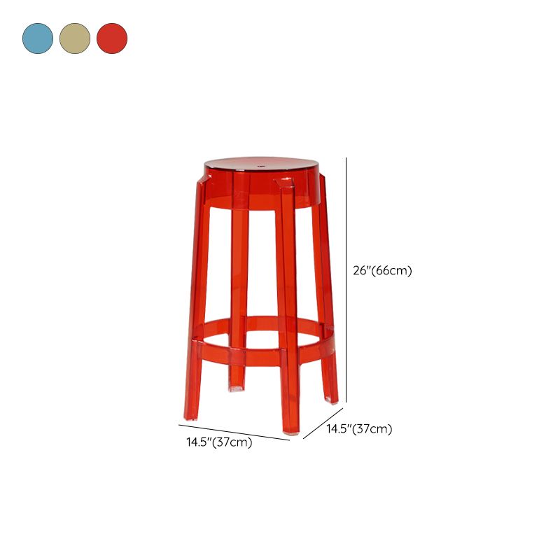 Industrial Backless Round Seat Acrylic Armless Bar Stool for Living Room