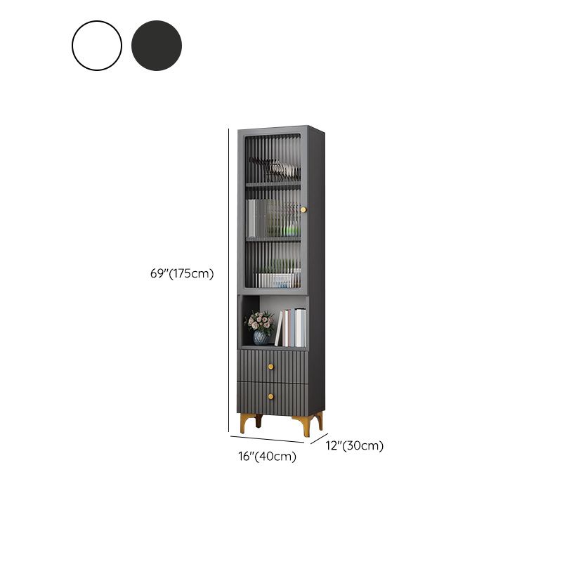 Contemporary Glass Paned Accent Cabinet 2 - Drawer Side Cabinet