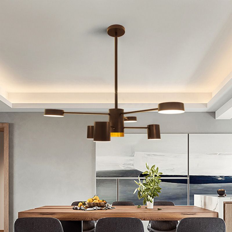 Black Spoke-Like Chandelier Lighting Fixture Simple Style Metal Pendant Chandelier