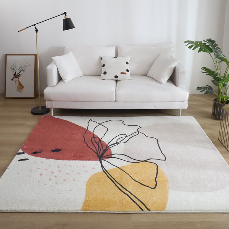 Pink Nordic Rug Polyester Irregular Color Block Rug Washable Rug for Living Room