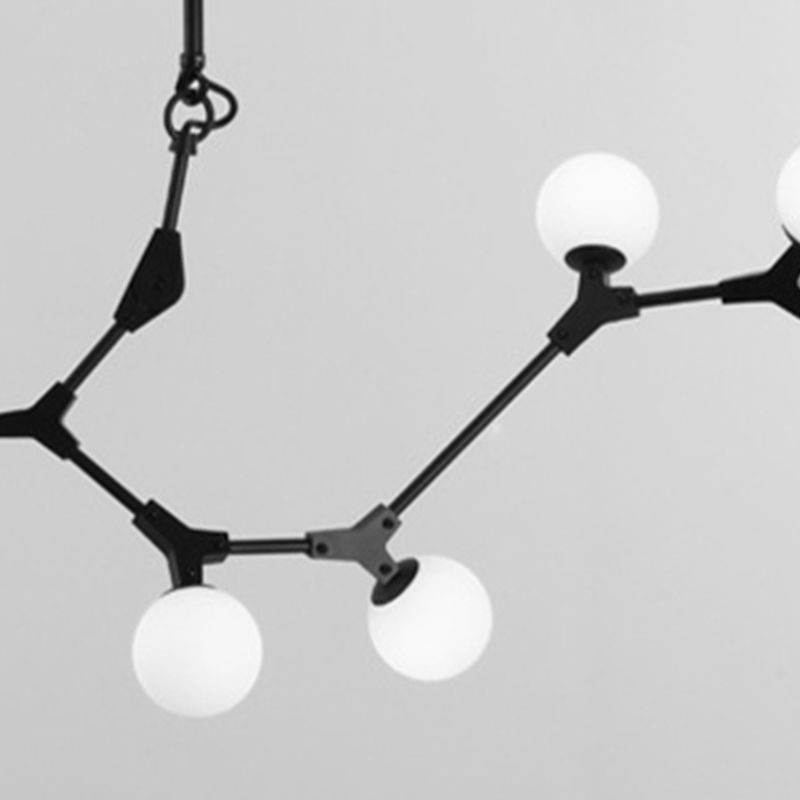 Black Molecular Island Light Modern 8-Bulb White Glass Suspension Light