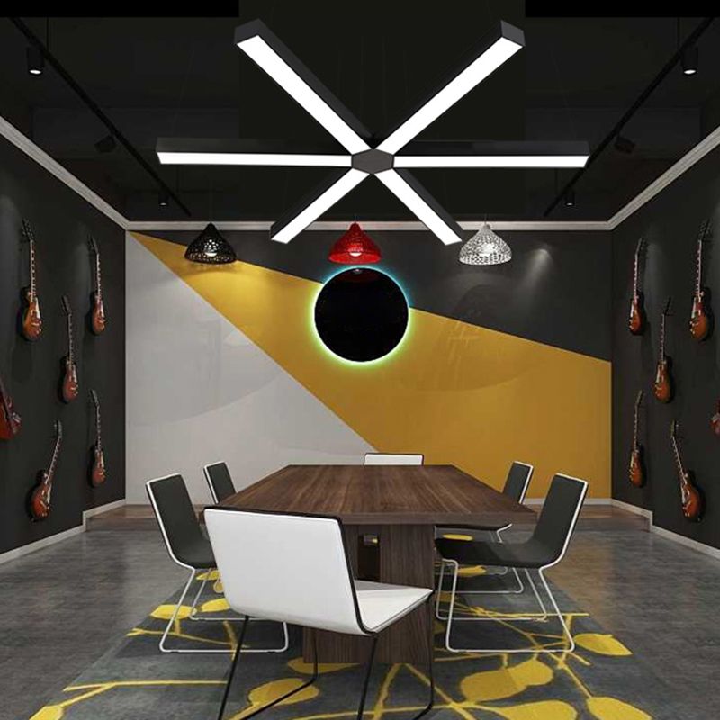 Lampes suspendues modernes linéaires, luminaires d'éclairage pendentif à LED noir pour le bureau