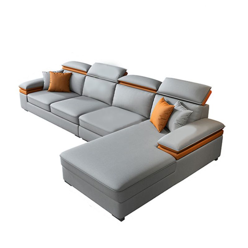 Mid-Century Modern L-Shape Sectional Pillow Top Arm Sofa and Chaise