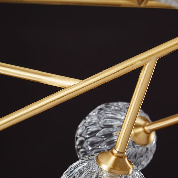 Alcance completo de la iluminación de cristal de cobre Candelera molecular de estilo moderno para sala de estar