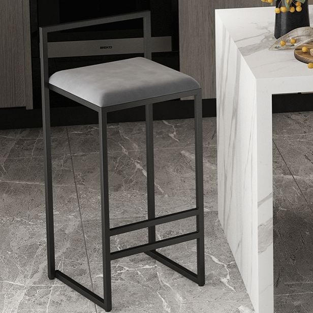 Metal Armless Dining Stools Contemporary Bar Stools with Cushion