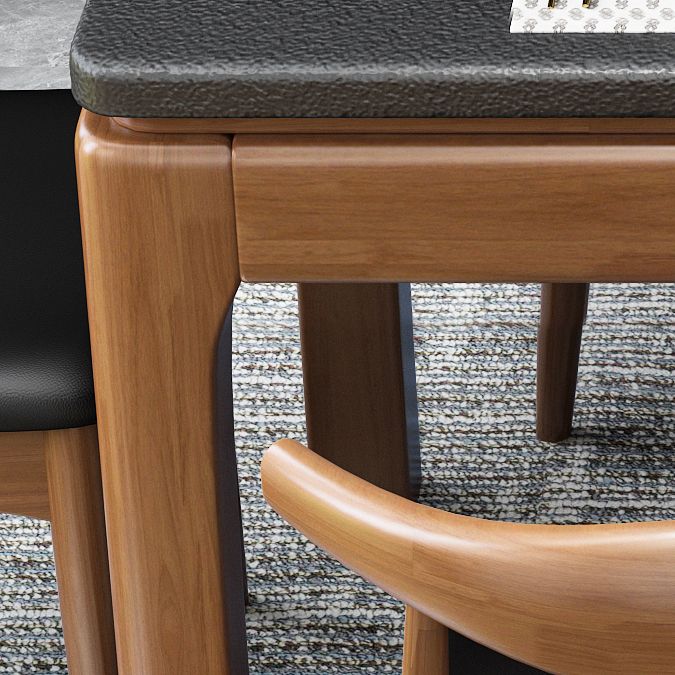 Contemporary Dining Room Dinner Table Solid Wood 4 Legs Dining Table