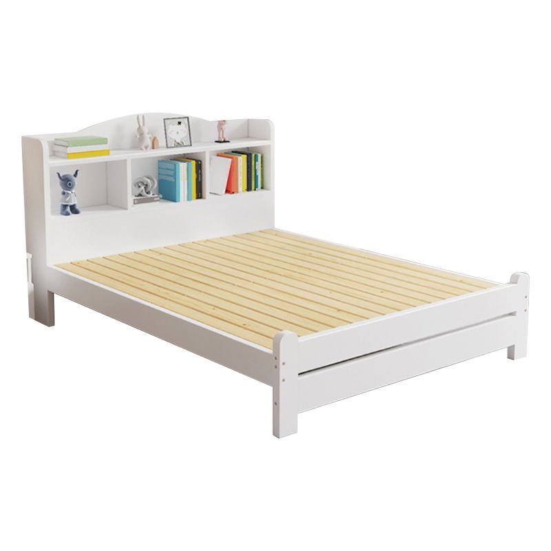 Modern Solid Wood Bed Bookcase Included Bed with Headboard for Bedroom