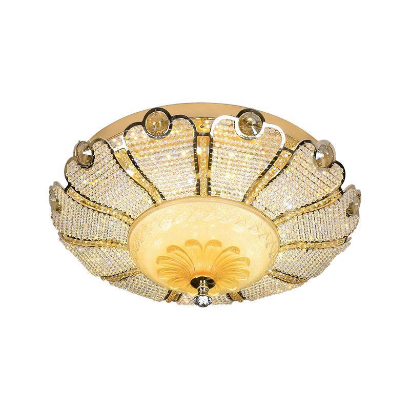 16"/19.5" W LED Flush Mount Spotlight Modernism Scalloped Crystal Close to Ceiling Light in Gold
