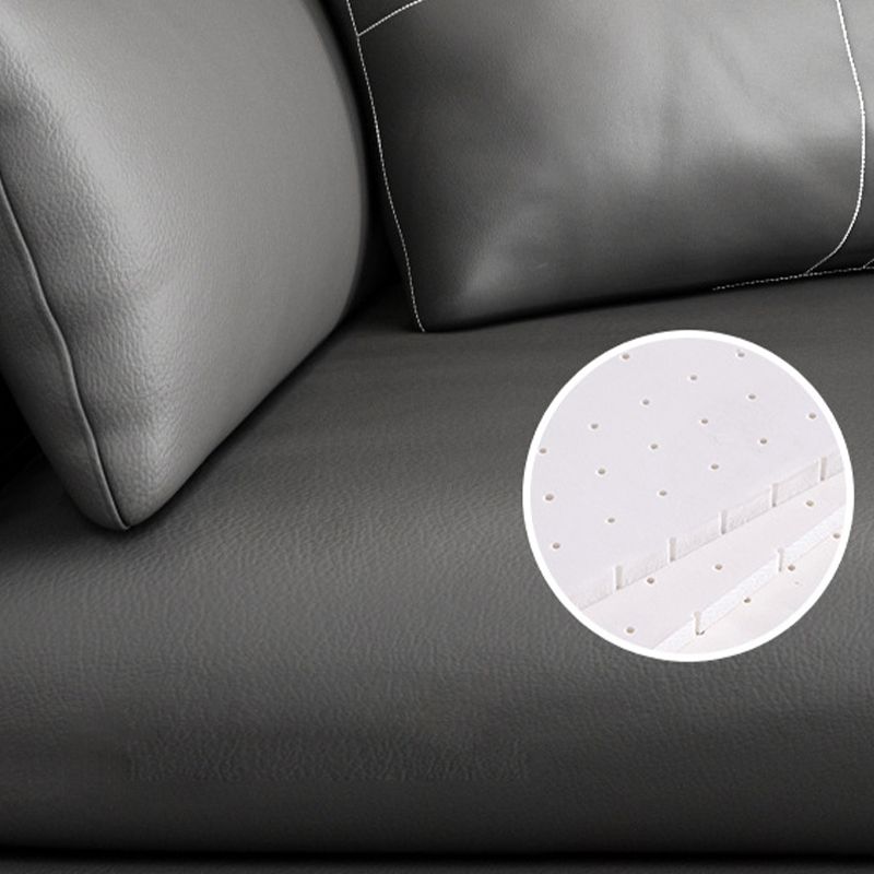 Black Upholstered with Pillow Back Against Leather/leather Seat