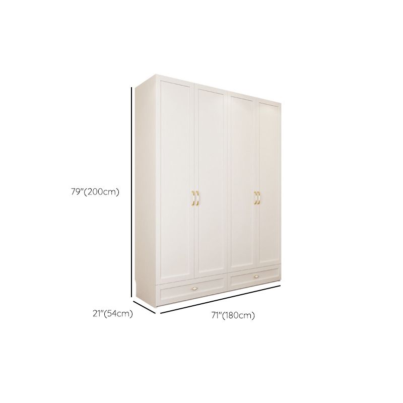 Engineered Wood Wardrobe Closet with Shelves White Wardrobe Cabinet